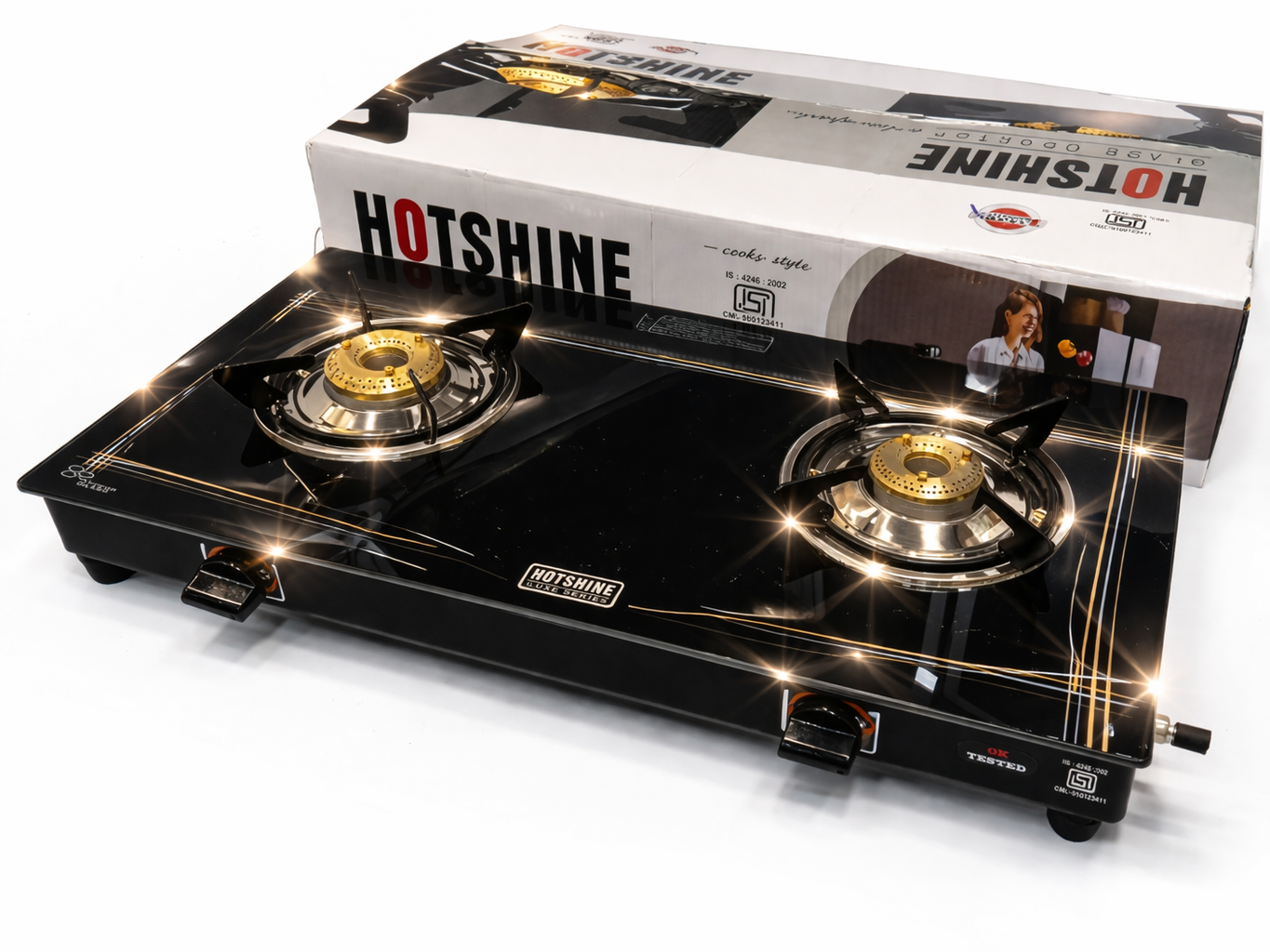 2 Burner Black Glass Gas Stove - Image 4