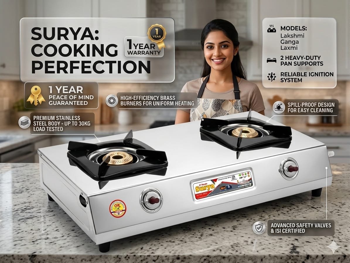 Surya Lava 2 Burner Gas Stove - Image 2